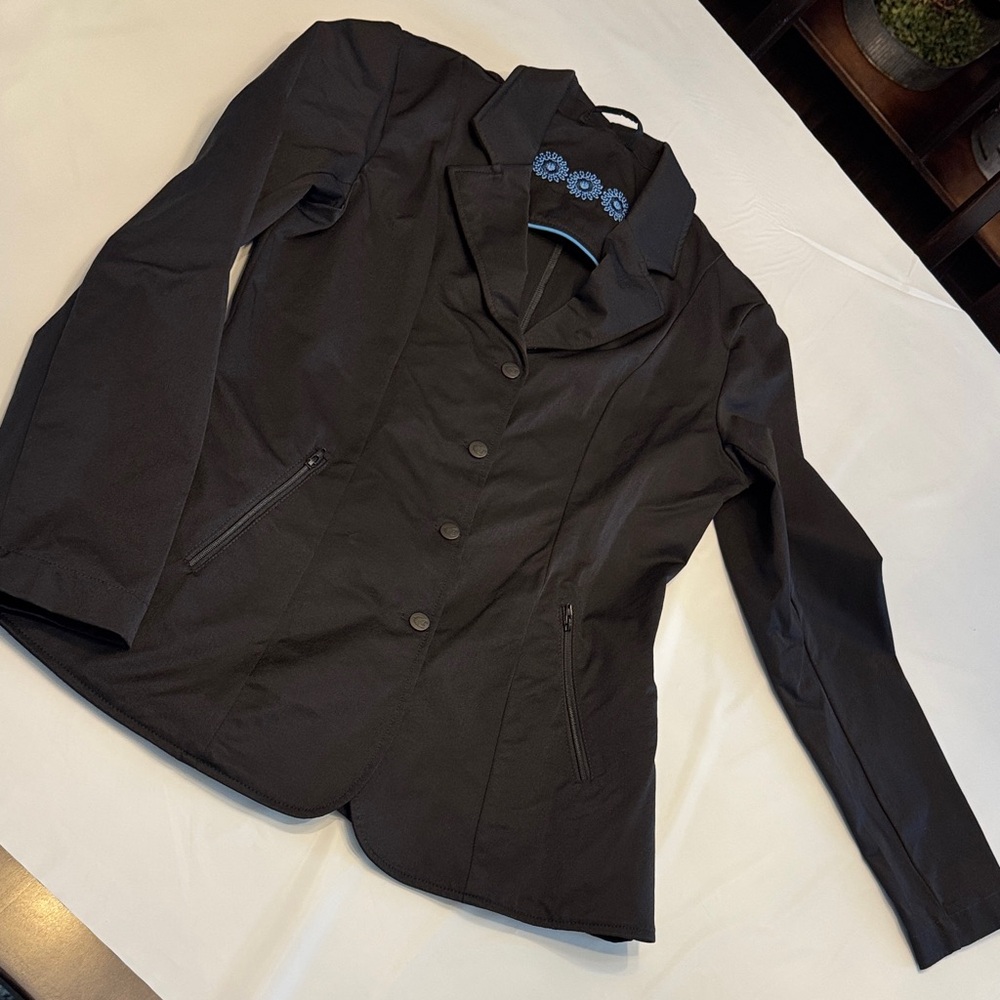 Smartpak Black Equestrian Jacket with zipper and 4 snap-button closure. - Picture 3 of 6